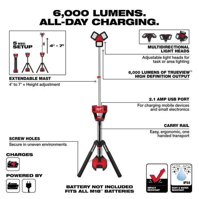 Milwaukee M18 ROCKET Tower Light/Charger (Bare Tool) 2136-20