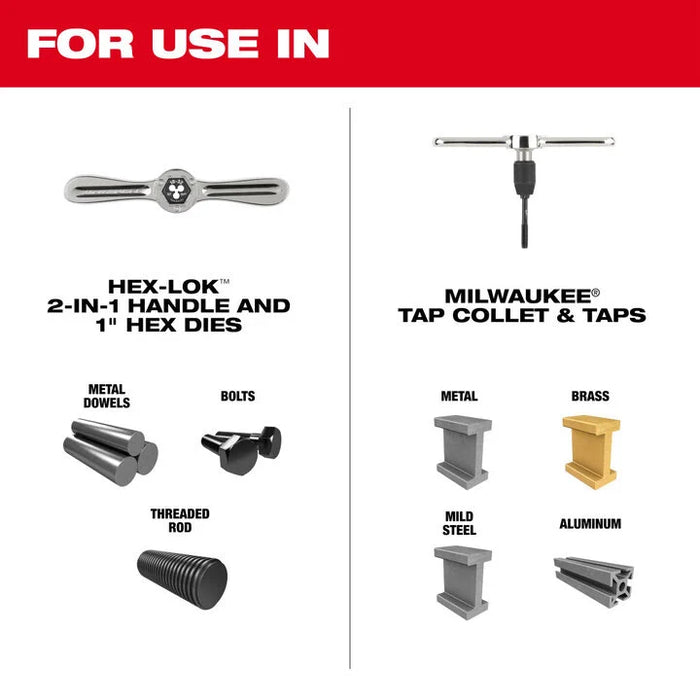 Milwaukee SAE & Metric Tap & Die PACKOUT Set with HEX-LOK 2-in-1 Handle 107 Pieces