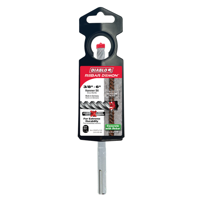 Diablo DMAPL4140 3/8" x 4" x 6" Rebar Demon™ SDS-Plus 4-Cutter Full Carbide Head Hammer Drill Bit - Package image