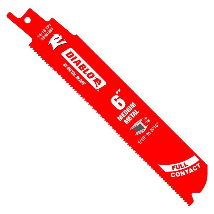 Diablo DS0614BF5 6" 14/18TPI Bi-Metal Reciprocating Saw Blades for Medium Metal (5-pk) - Main image