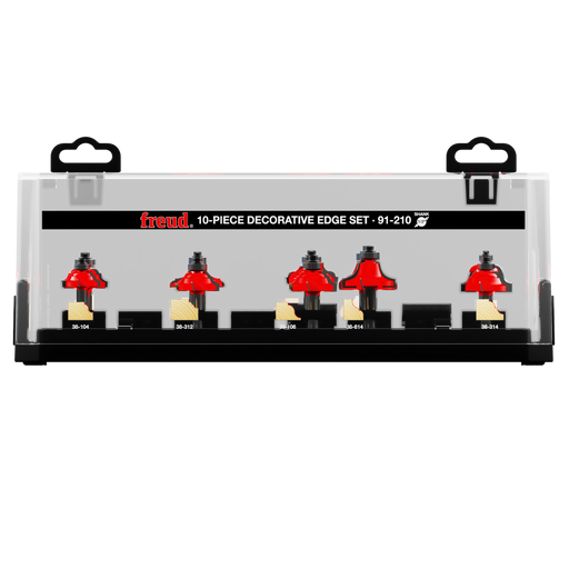 Freud 91-210 10 Piece Decorative Edge Quadra-Cut™ Router Bit Set - Package image