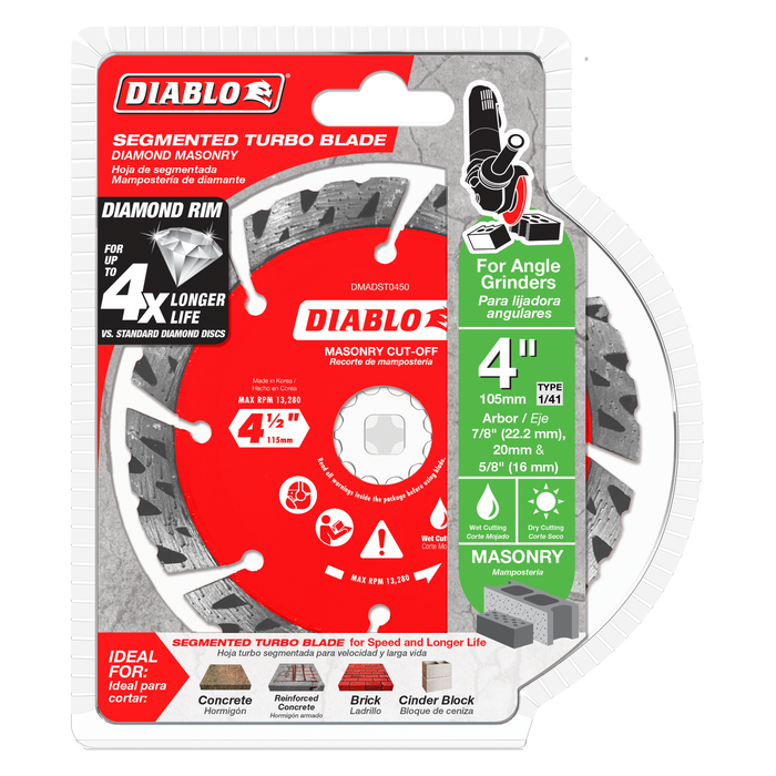 Diablo DMADST0400 4" Diamond Segmented Turbo Masonry Cut-Off Blade - Package image
