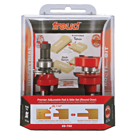 Freud 99-760 1-11/16" (Dia.) Premier Adjustable Rail & Stile Bit - Round Over - Package image
