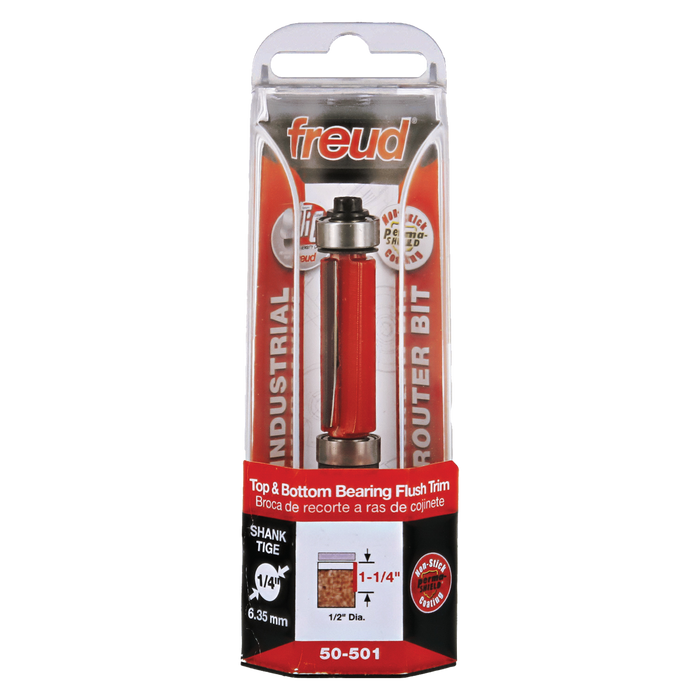 Freud 50-501 1/2" (Dia.) Top & Bottom Bearing Flush Trim Bit - Package image