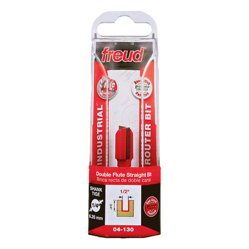 Freud 04-130 1/2" (Dia.) Double Flute Straight Bit - Package image