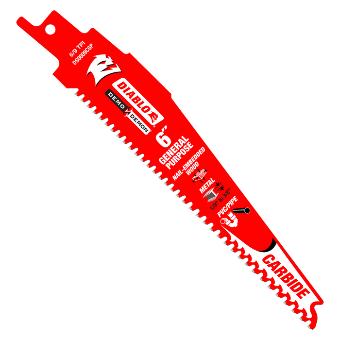 Diablo DS0609CGP 6" 6/9TPI Demo Demon™ Carbide Teeth Reciprocating Saw Blade for General Purpose Cuts - Main image