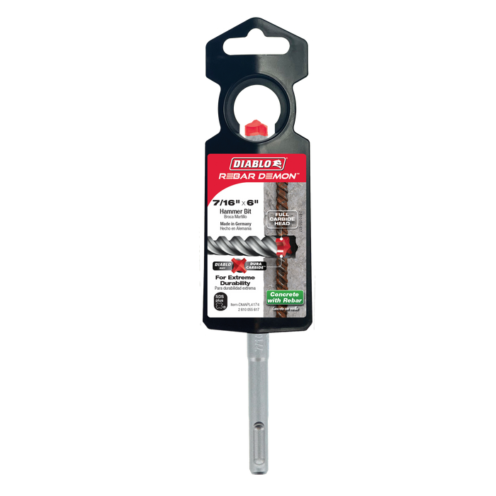 Diablo DMAPL4174 7/16" x 4" x 6" Rebar Demon™ SDS-Plus 4-Cutter Full Carbide Head Hammer Drill Bit - Package image