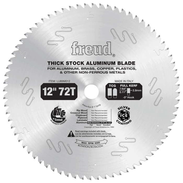 Freud LU89M012 12" Thick Stock Aluminum Metal Blade - Main image