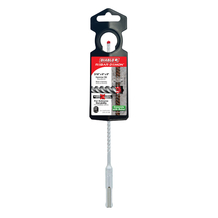 Diablo DMAPL4050 3/16" x 6" x 8" Rebar Demon™ SDS-Plus 4-Cutter Full Carbide Head Hammer Drill Bit - Package image