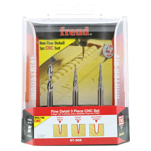 Freud 87-308 3-Piece CNC Fine Detail Router Bit Set - Package image