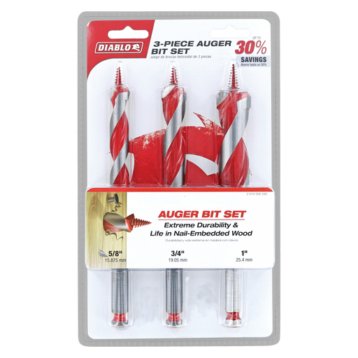 Diablo DAG1900-S3 3-Piece Auger Bit Set for Wood & Nail-Embedded Wood - Package image
