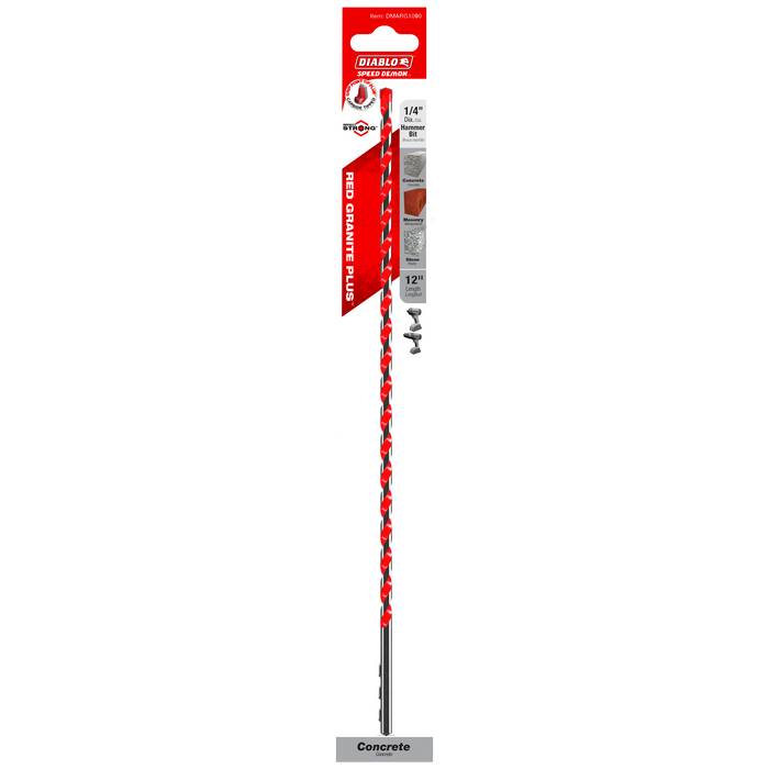 Diablo DMARG1090 1/4" x 10" x 12" SPEEDemon™ Red Granite PLUS™ Carbide-Tipped Hammer Drill Bit - Package image