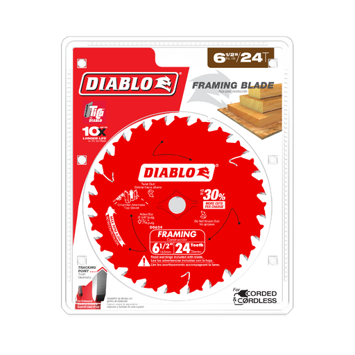 Diablo D0624A 6-1/2" x 24-Teeth Framing Saw Blade for Wood - Package image