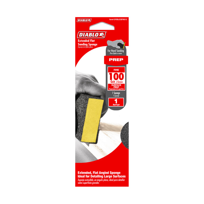 Diablo DFBBLOCBFN01G 8" x 2-3/4" x 1" 100-Grit Extended Flat Edge Sanding Sponge - Package image
