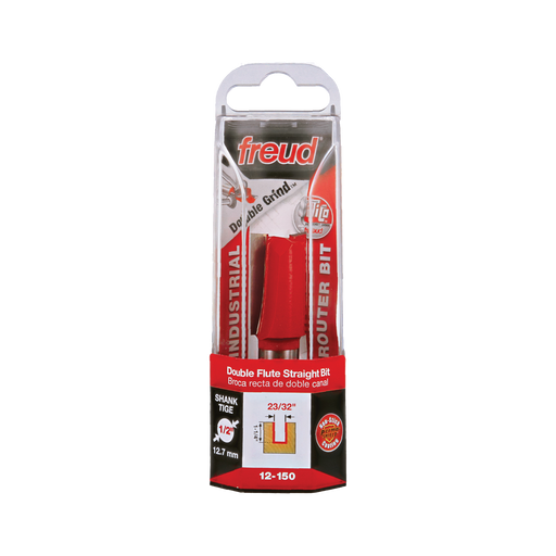 Freud 12-150 23/32" (Dia.) Double Flute Straight Bit (Eclipse Grind) - Package image