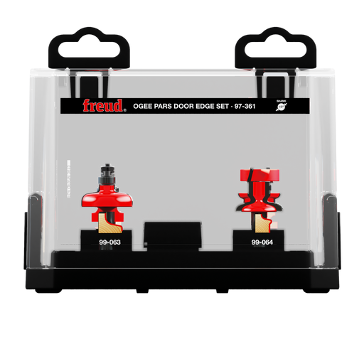 Freud 97-361 3 Piece Premier Adjustable Ogee Door Edge Router Bit Set - Package image