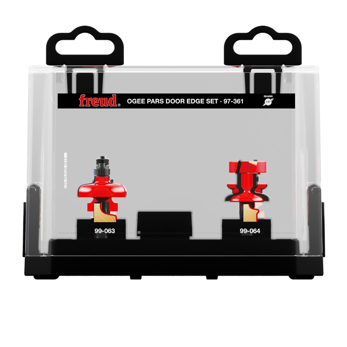 Freud 97-361 3 Piece Premier Adjustable Ogee Door Edge Router Bit Set - Package image