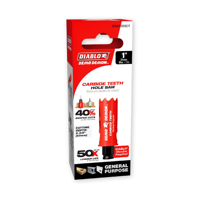 Diablo DHS1000CT 1" Carbide Teeth Hole Saw for Wood and Metal - Package image