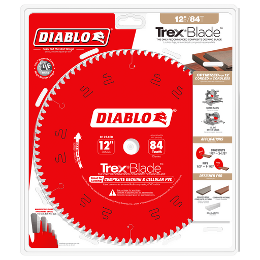 Diablo D1284CD 12" x 84-Teeth TrexBlade™ Saw Blade for Composites and Plastic - Package image