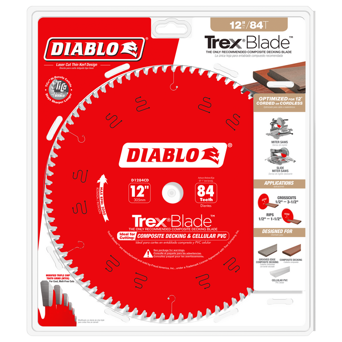 Diablo D1284CD 12" x 84-Teeth TrexBlade™ Saw Blade for Composites and Plastic - Package image