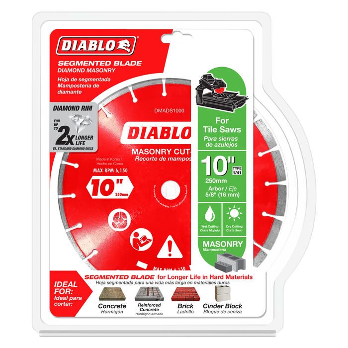 Diablo DMADS1000 10" Diamond Segmented Masonry Cut-Off Disc - Package image