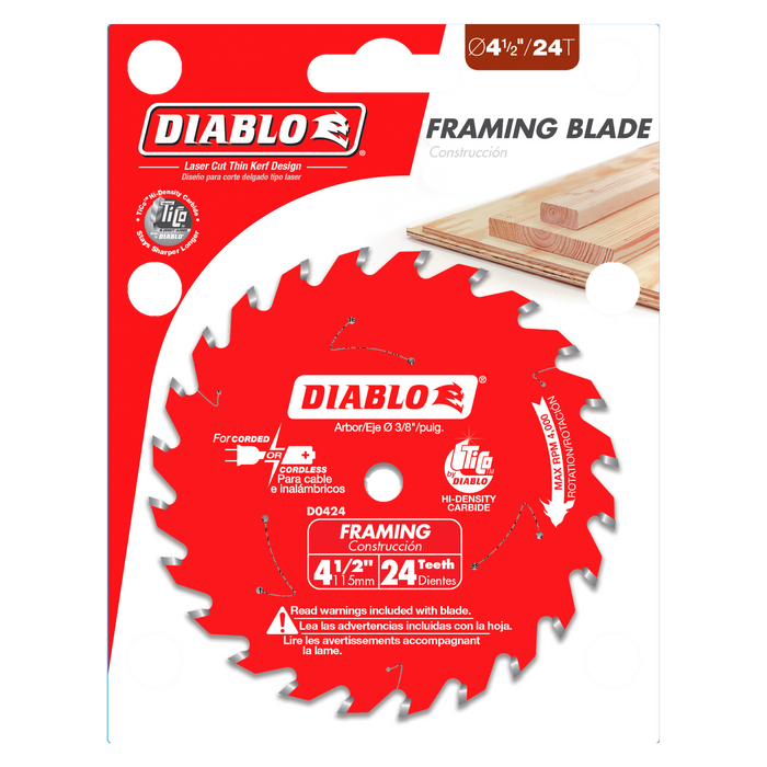 Diablo D0424X 4-1/2" x 24-Teeth Framing Saw Blade for Wood - Package image