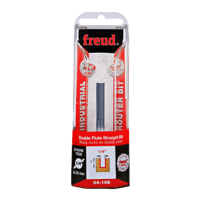 Freud 04-108 1/4" (Dia.) Double Flute Straight Bit - Package image