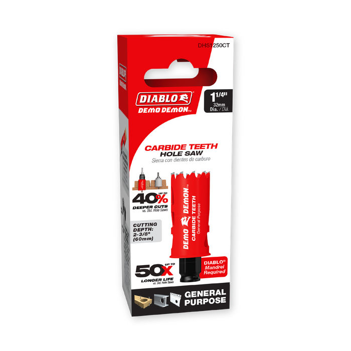 Diablo DHS1250CT 1-1/4" Carbide Teeth Hole Saw for Wood and Metal - Package image