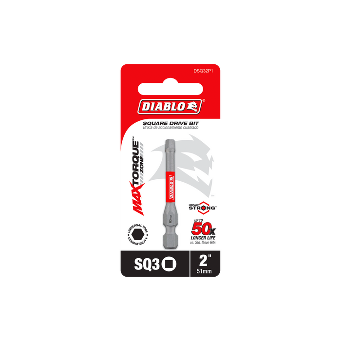 Diablo DSQ32P1 2" #3 Square Drive Bit - Package image