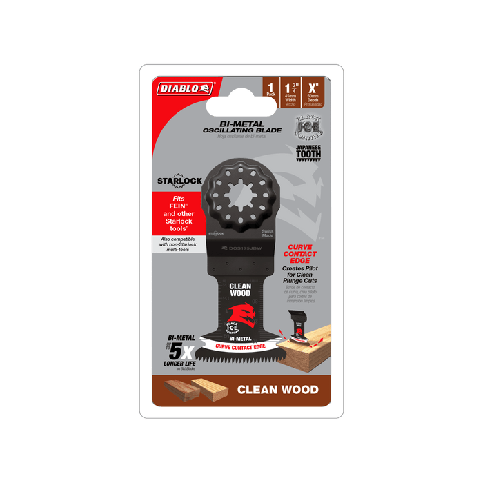 Diablo DOS175JBW Diablo Demo Demon™ 1-3/4"  Starlock Bi-Metal Oscillating Blade for Clean Wood - Package image