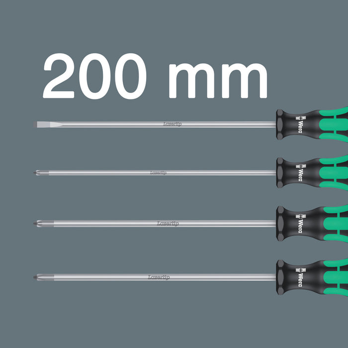 Wera 335/350/355/4 Screwdriver set Kraftform Plus Lasertip 200 mm-long blades, 4 pieces 05347736002, view 3