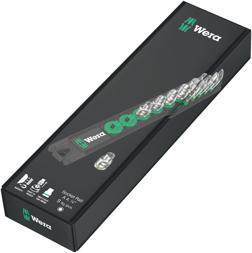 Wera Magnetic socket rail A 4 Zyklop socket set, 1/4" drive, 9 pieces 05005400001, view 2