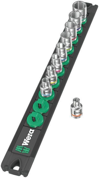Wera Magnetic socket rail A Imperial 1 Zyklop socket set, 1/4" drive, imperial, 9 pieces 05005420001, view 2