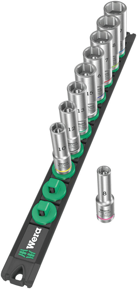 Wera Magnetic socket rail B Deep 1 socket set, 3/8" drive, 9 pieces 05005440001, view 2