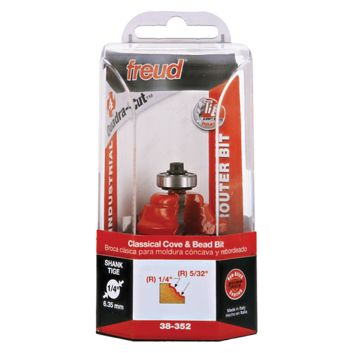 Freud 38-352 1-1/2" Quadra-Cut (Dia.) Classical Cove & Bead Bit - Package image