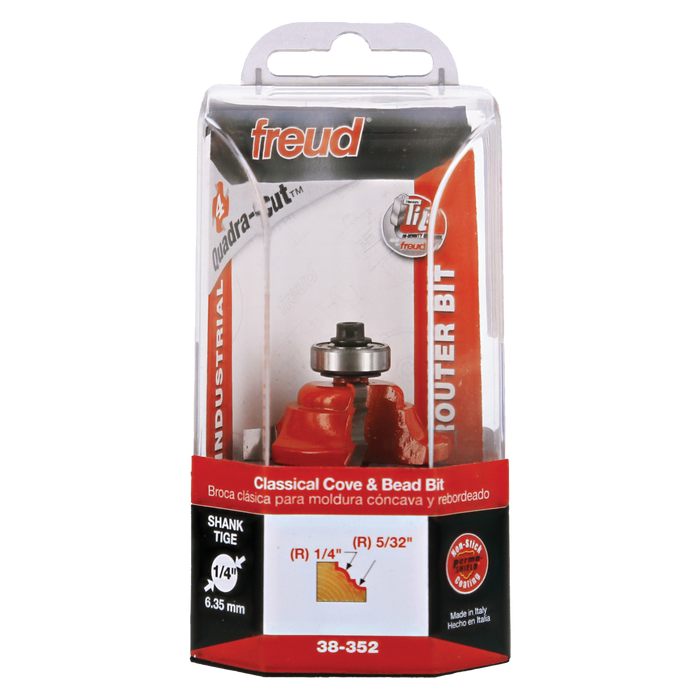 Freud 38-352 1-1/2" Quadra-Cut (Dia.) Classical Cove & Bead Bit - Package image