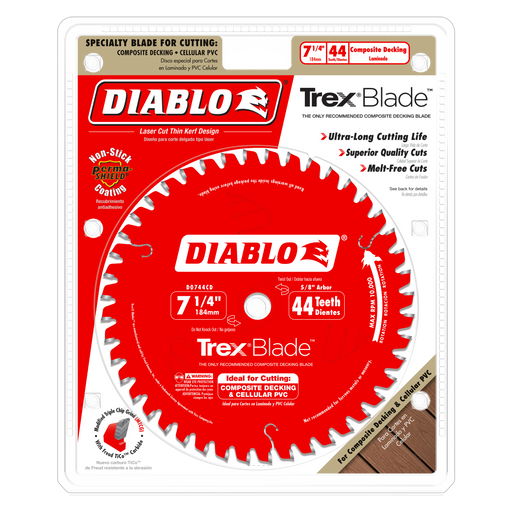 Diablo D0744CD 7-1/4" x 44-Teeth TrexBlade™ Saw Blade for Composites and Plastic - Package image