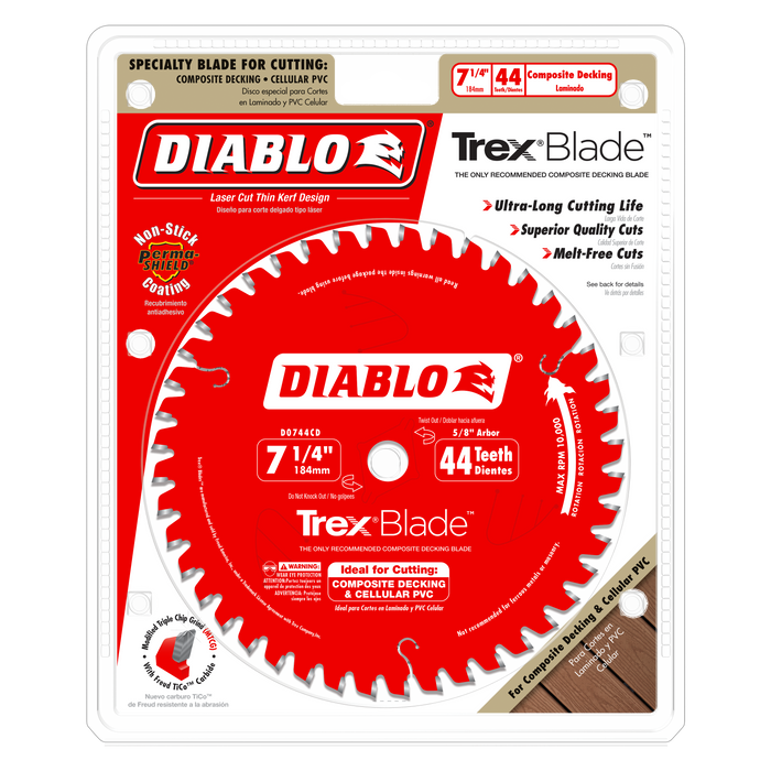 Diablo D0744CD 7-1/4" x 44-Teeth TrexBlade™ Saw Blade for Composites and Plastic - Package image