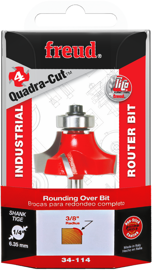 Freud 34-114 3/8" Quadra-Cut Radius Rounding Over Bit - Package image