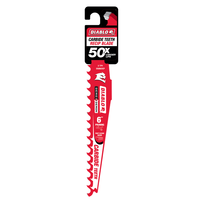 Diablo DS0603CP 6" 3 TPI Demo Demon™ Carbide Teeth Reciprocating Saw Blade for Clean Wood and Pruning - Package image