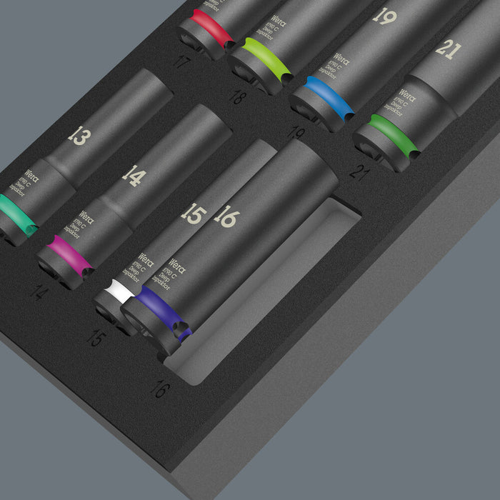 Wera 9725 Foam insert Zyklop C, 1/2", Impaktor Deep socket set 1, 11 pieces 05150115001, view 3