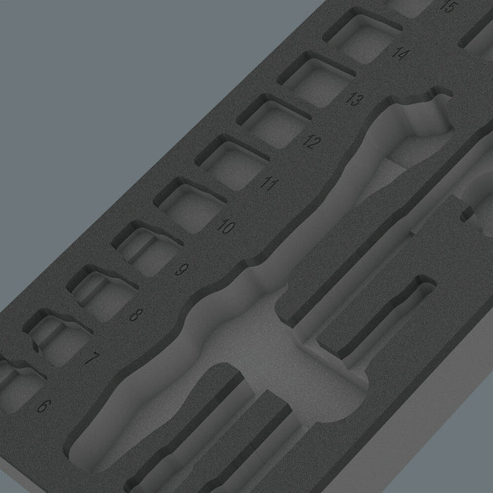 Wera 9821 Foam insert 8000 B Zyklop 3/8" ratchet set 1, empty, 172 x 30 x 392 mm 05137321001, view 3