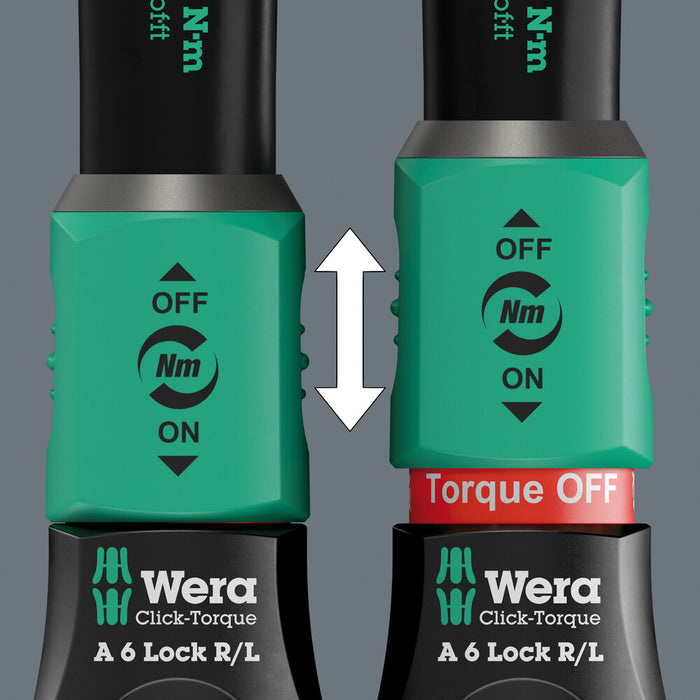 Wera Click-Torque Lock A 6 R/L Torque wrench, adjustable, Torque Lock function, continuous bit mounting (1/4"), 2.5-25 Nm, 1/4" x 2.5-25 Nm 05075694001, view 4