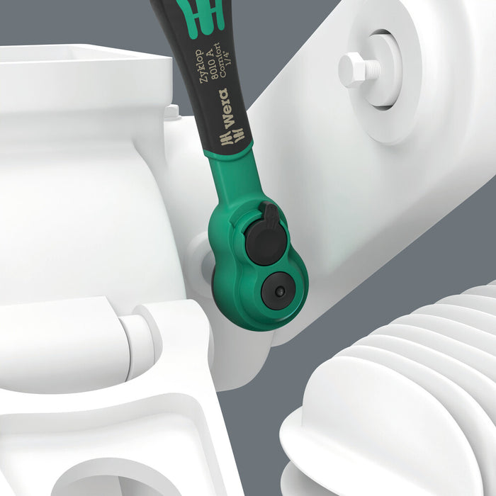 Wera 8100 SA 13 Zyklop Comfort ratchet set, reversing lever, 1/4" drive, metric, 15 pieces 05004022001, view 3