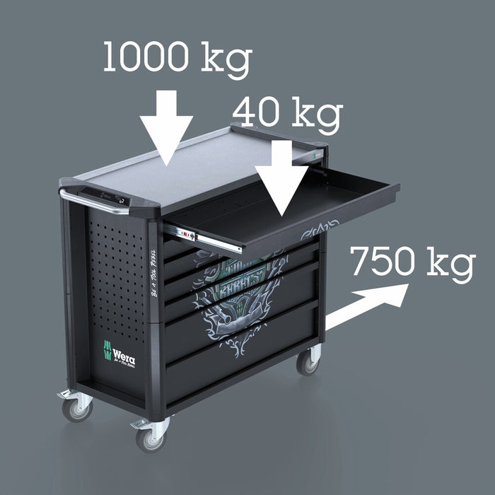 Wera 9702 Tool Rebel roller cabinet Stainless XXL 2 05150132001, view 8