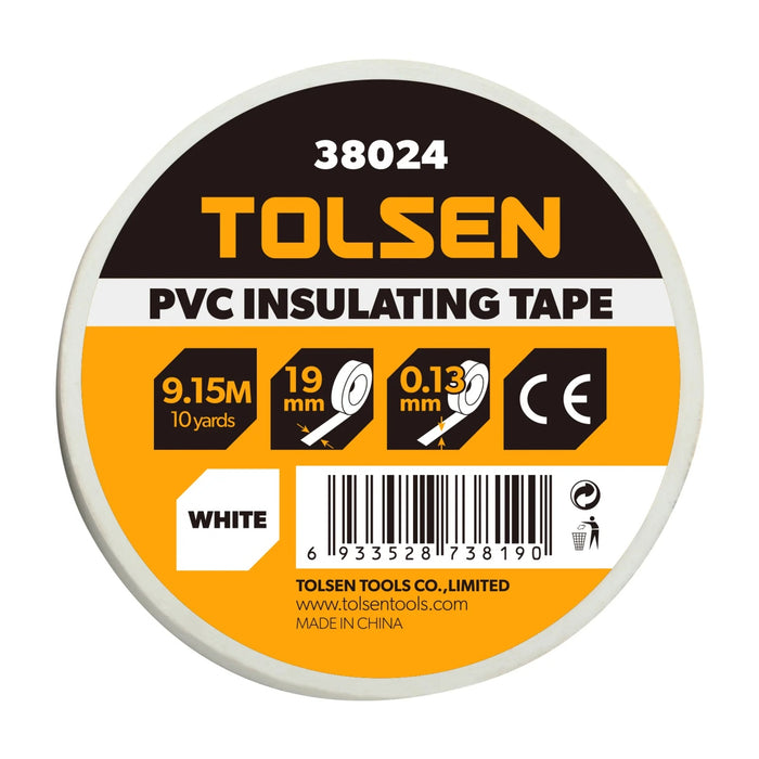 Tolsen 38024 PVC Electrical Insulating Tape White 3/4 inch x 10 yd