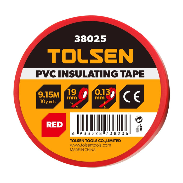 Tolsen 38025 PVC Electrical Insulating Tape Red 3/4 inch x 10 yd