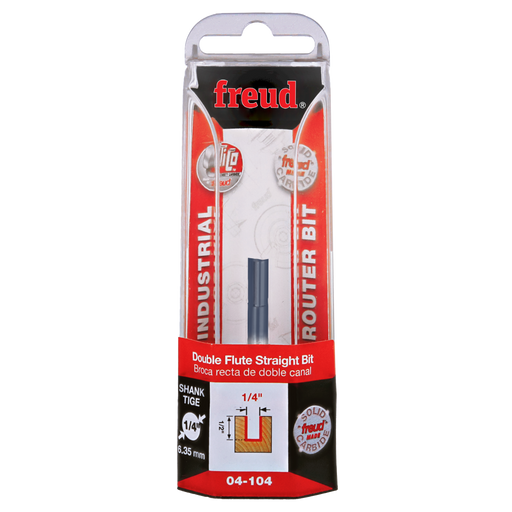 Freud 04-104 1/4" (Dia.) Double Flute Straight Bit - Package image