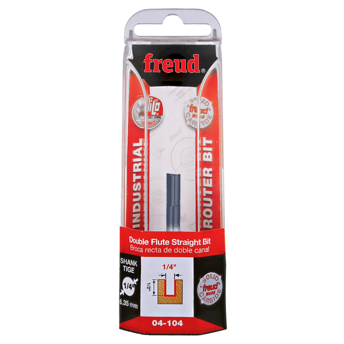 Freud 04-104 1/4" (Dia.) Double Flute Straight Bit - Package image