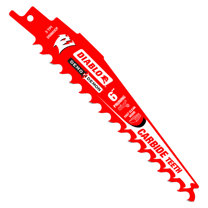 Diablo DS0603CP3 6" 3TPI Demo Demon™ Carbide Tipped Reciprocating Saw Blades for Pruning and Clean Wood (3-pk) - Main image